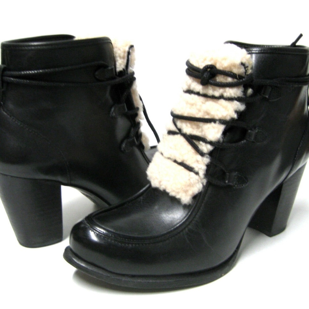 New UGG Women Shearling Fur Black Boot - Picture 3 of 4